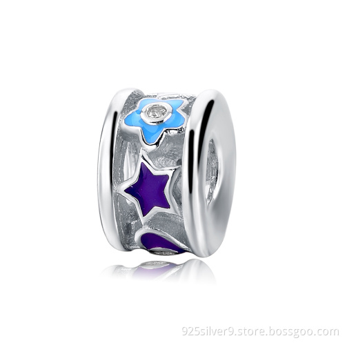 Customized 925 sterling silver enamel stars charms/beads